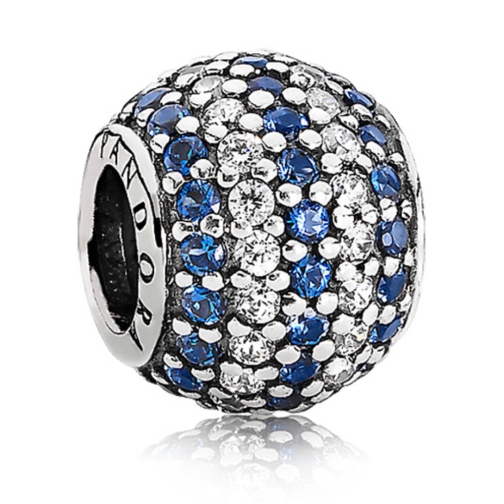 Authentic Pandora Retired Nautical Pave Lights Blue Nano Crystal S925 ALE Charm